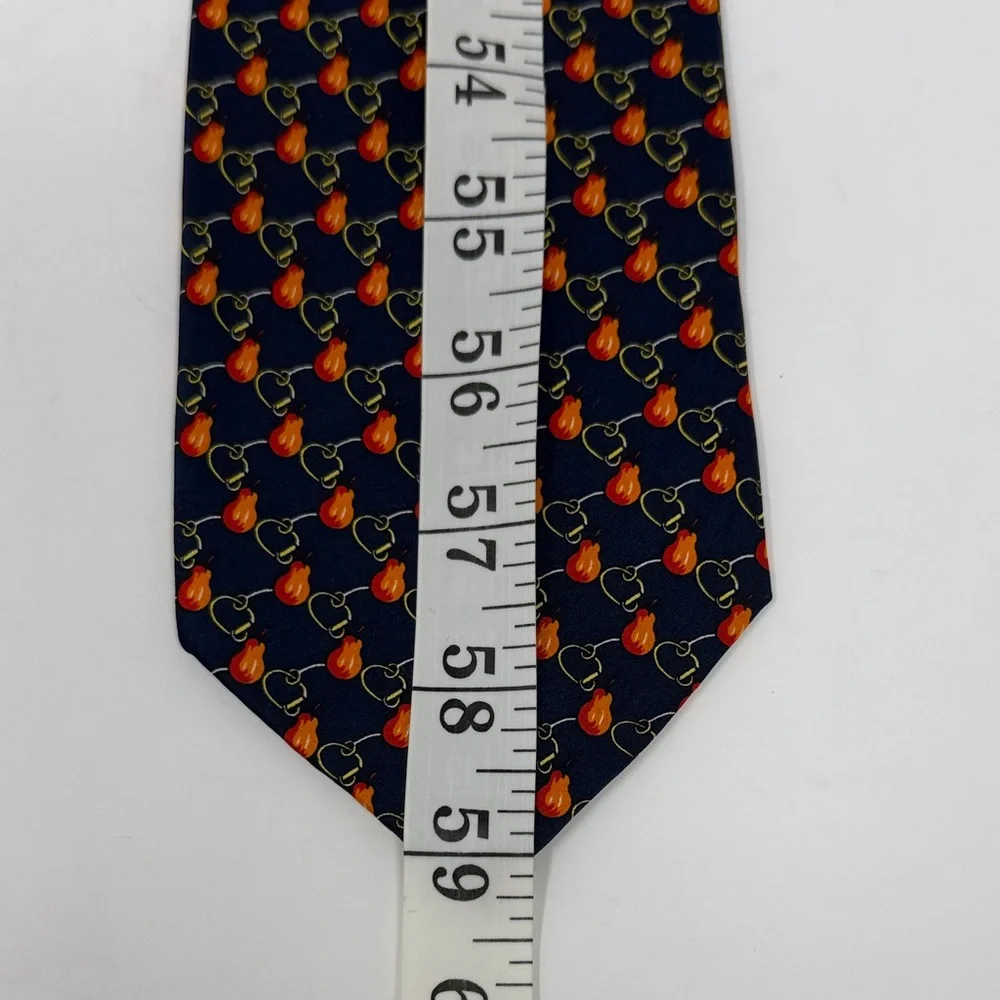 Farentino Ferre Navy Pear Patterned Tie Made In Italy OS